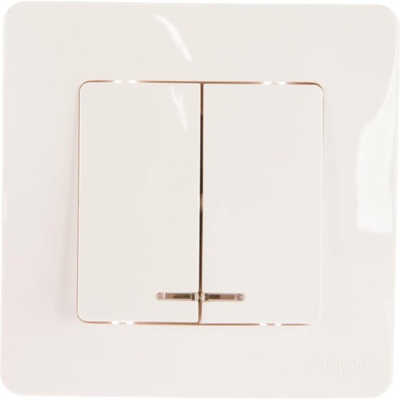 2-клавишный выключатель Systeme Electric BLANCA с подсветкой 10А, 250B, МОЛОЧНЫЙ BLNVS010512