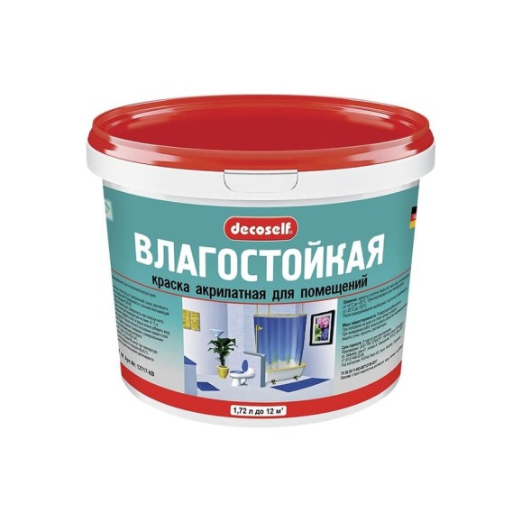 Влагостойкая краска Pufas белая Decoself мороз. 1,72 л, 2,7 кг КВ тов-168468