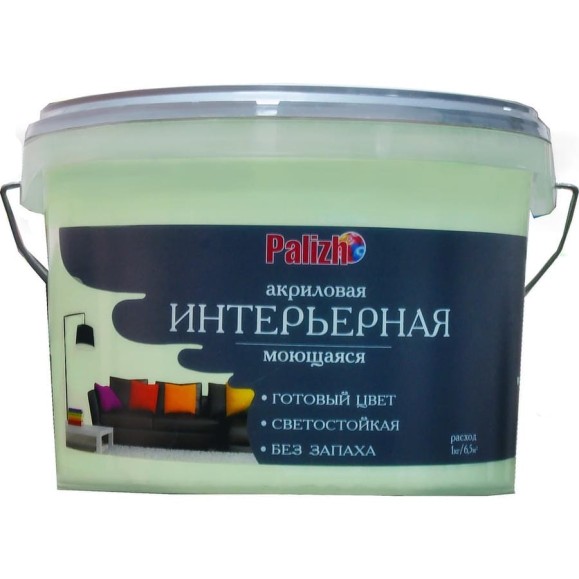 Акриловая интерьерная моющаяся краска PALIZH 306 мохито 3,7кг 1/4 11605597