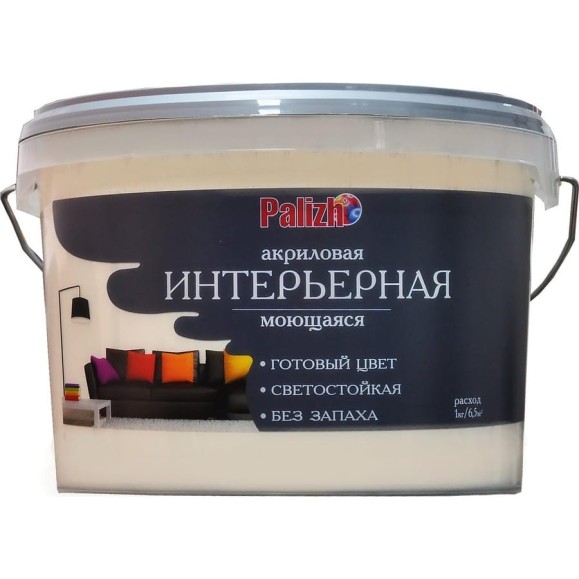 Акриловая интерьерная моющаяся краска PALIZH 301 тирамису 3,7кг 1/4 11605592