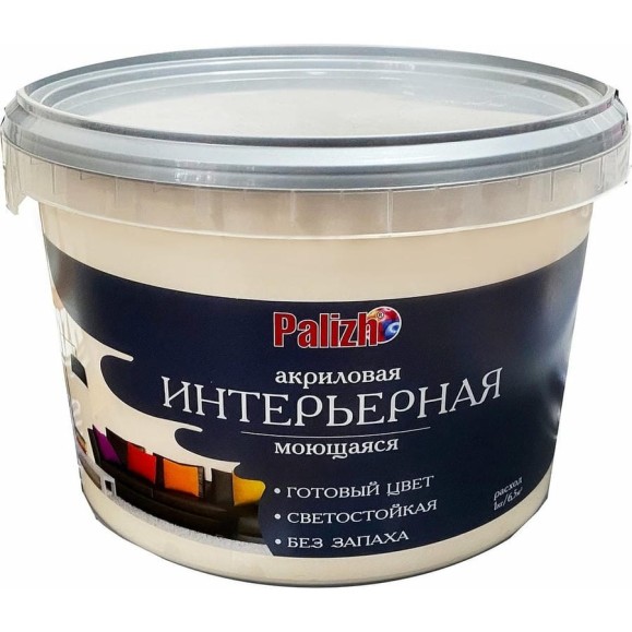Акриловая интерьерная моющаяся краска PALIZH 303 крем-брюле 3,7кг 1/4 11605594