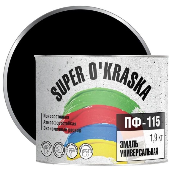 Эмаль super maler ПФ-115 Черный 1,9кг Лк-00005663