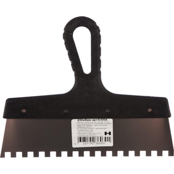 Зубчатый шпатель нержавеющая сталь 250мм зуб 8х8мм Jettools 6306К Зубчатый шпатель нержавеющая сталь 250мм зуб 8х8мм Jettools 6306К