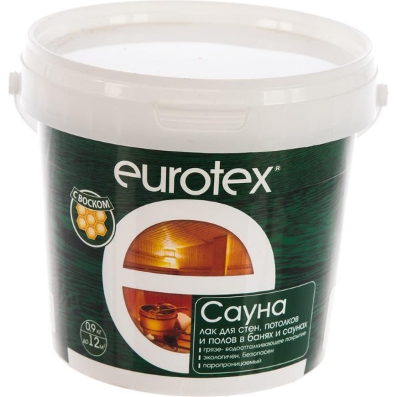 Лак для бань и саун EUROTEX  шелковисто-матовый, 0.9 кг 13234