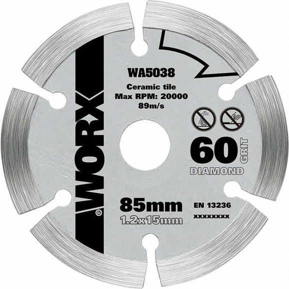 Пильный диск алмазный 85x1.2x15 мм WORX WA5038 Пильный диск алмазный 85x1.2x15 мм WORX WA5038
