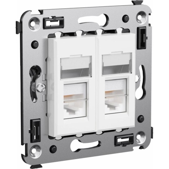 Двойная экранированная розетка DKC Avanti, Белое облако, RJ45, в стену, 5e 4400364