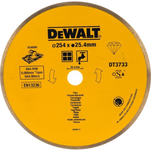 Диск алмазный по плитке (254х25.4 мм) для плиткореза D24000 DEWALT DT 3733 Диск алмазный по плитке (254х25.4 мм) для плиткореза D24000 DEWALT DT 3733