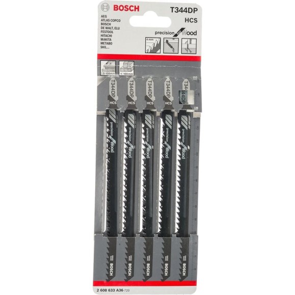 Пилки T344DP 5 шт. для лобзиков (126 мм; HCS) BOSCH 2.608.633.A36