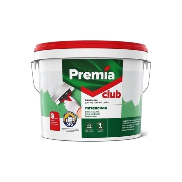 Латексная шпатлевка для внутренних работ PREMIA CLUB ведро 17 кг О03941