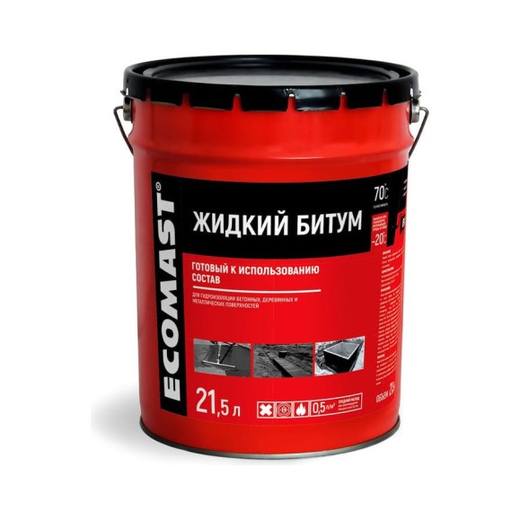 Жидкий битум ECOMAST 21,5 л, металлическая упаковка 24647