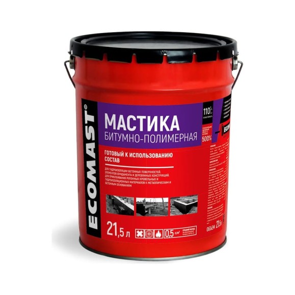 Битумно-полимерная мастика ECOMAST 21,5 л, металлическая упаковка 24637 Битумно-полимерная мастика ECOMAST 21,5 л, металлическая упаковка 24637