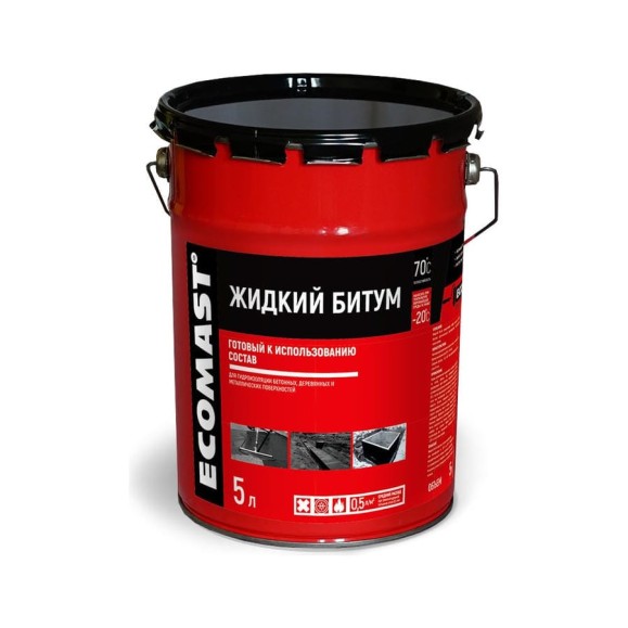 Жидкий битум ECOMAST 5л, металлическая упаковка, 4шт 24617