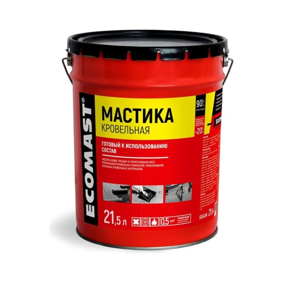 Кровельная мастика ECOMAST 21,5 л, металлическая упаковка 24630