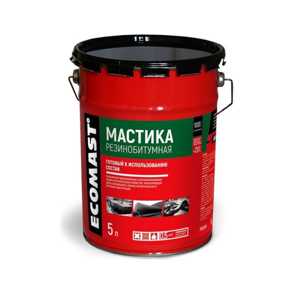 Резинобитумная мастика ECOMAST 5 л, металлическая упаковка 24602