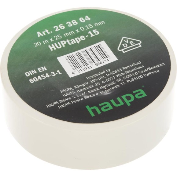 Изолента HAUPA ПВХ белый 25 ммх20 м, d 74 мм 263864 Изолента HAUPA ПВХ белый 25 ммх20 м, d 74 мм 263864