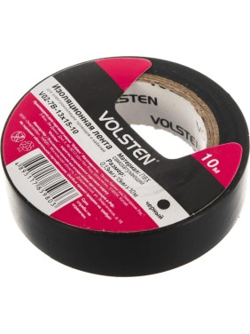 Изолента Volsten V02-7B-13х15-10 0,13х15 мм, черная, 10 метров 10285
