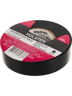 Изолента Volsten V02-7B-18х19-20 0,18х19 мм, черная, 20 метров 9789