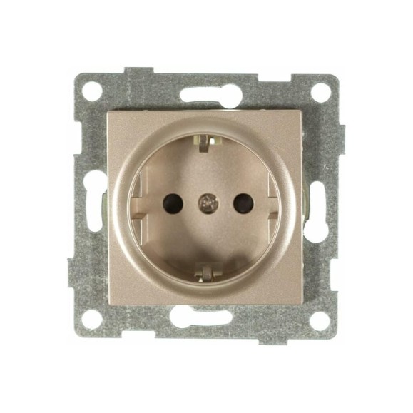 Механизм розетки GUSI ELECTRIC Ugra 1-ой с/з с з/ш, СУ, 16А, 250В, шампань С11Р4-027