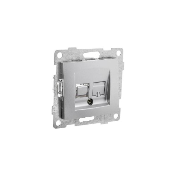 Механизм телефонной розетки GUSI ELECTRIC Ugra RJ12, одинарной, СУ, серебро С11Т1-004