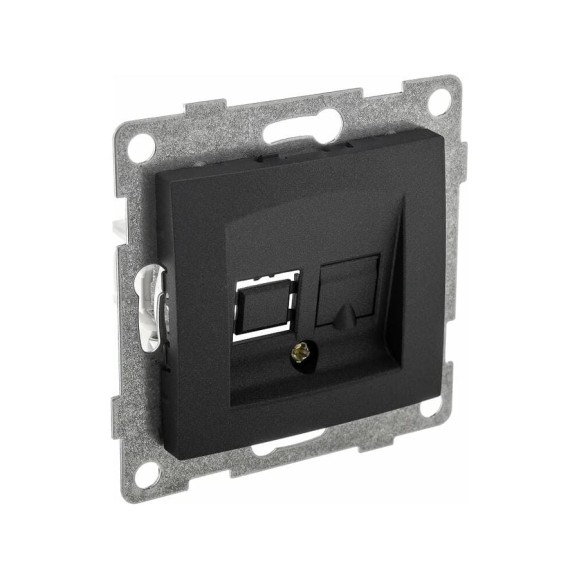 Механизм телефонной розетки GUSI ELECTRIC Ugra RJ12, одинарной, СУ, графит С11Т1-010