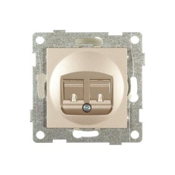 Механизм телефонной розетки GUSI ELECTRIC Ugra RJ12, двойной, СУ, шампань С11Т2-027