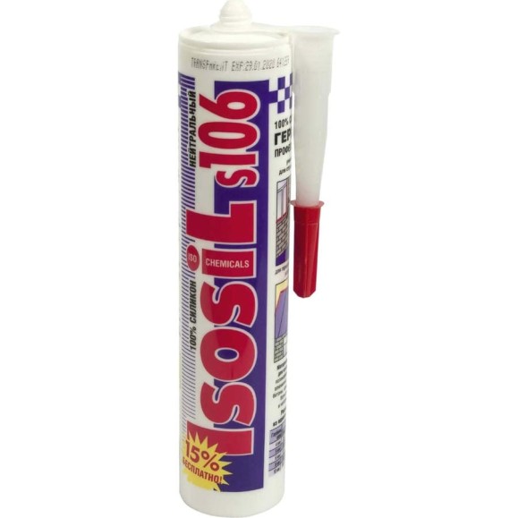 Нейтральный силиконовый герметик ISOSIL S106, бесцветный, 280 мл 1060011