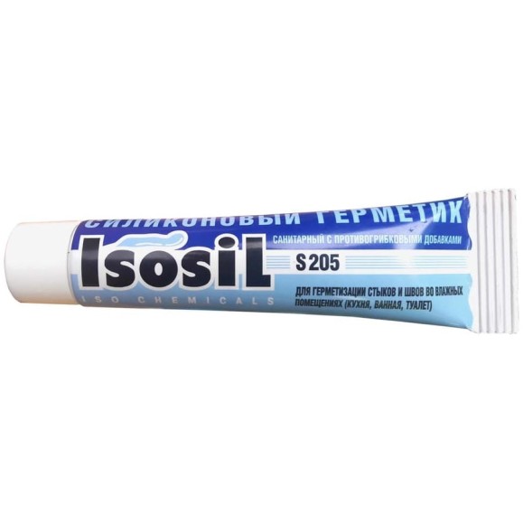 Силиконовый санитарный герметик для ванной и кухни ISOSIL S205 бесцветный, 40 мл 2050005