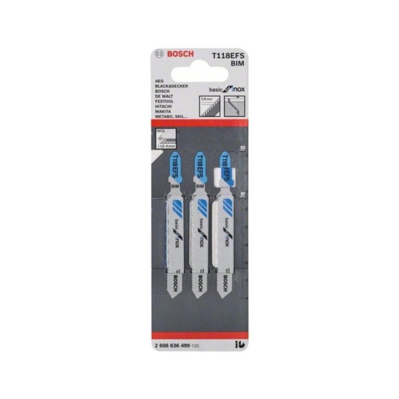 Пилка (3 шт; T118EFS; BIM) для лобзика Bosch 2608636499