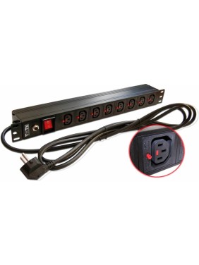 Блок розеток 19 8 шт. C13 с фиксатором вилки, 10A 250V, шнур питания 3,0 м TWT-PDU-10A8C3L-3.0