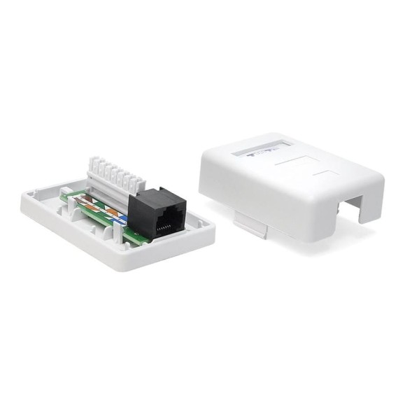 Настенная розетка 1 порт RJ-45, категория 6, белая, TWT-SM1-45/6-WH