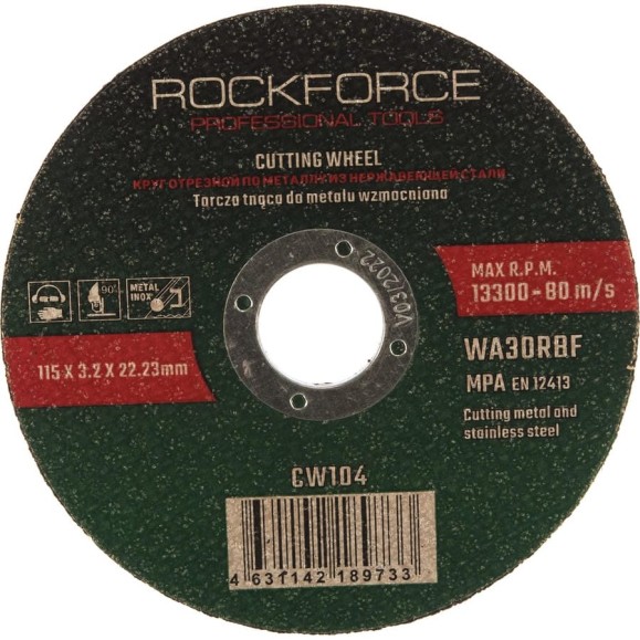 Диск отрезной по металлу (115x3.2x22.23 мм) ROCKFORCE RF-CW104(29630)