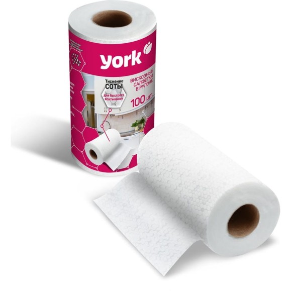 Вискозная салфетка YORK 100 шт. в рулоне 25х22,5 020430 Вискозная салфетка YORK 100 шт. в рулоне 25х22,5 020430