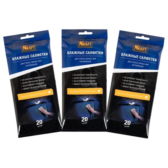 Влажные салфетки KRAFT для стеклянных поверхностей, 60 шт. KT 834014