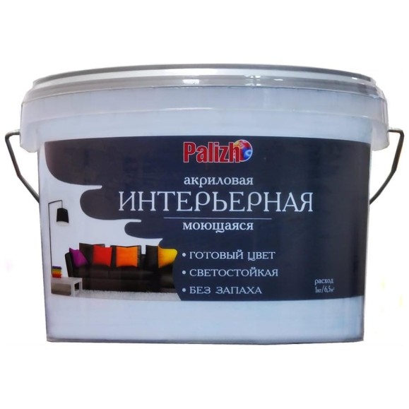 Акриловая краска PALIZH интерьерная моющаяся №304 ваниль 3,7кг 1/4 11605595