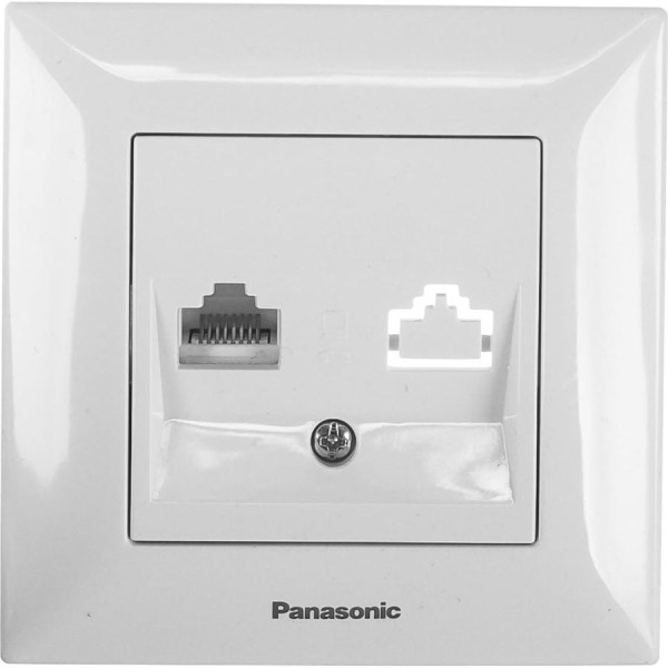 Компьютерная розетка Panasonic RJ45, категория 5е, белая Arkedia 54766 WMTC0404-2WH