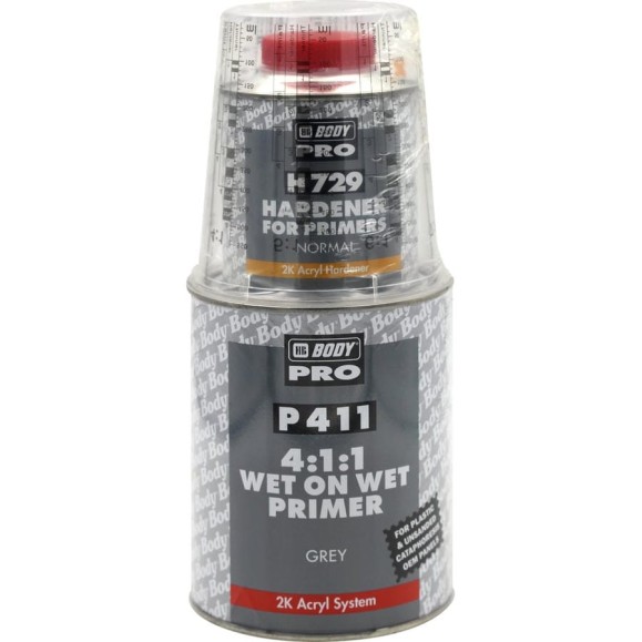 Грунт P411 WET ON WET сер. 1л + Отвердитель H729 норм. 0,25л HB BODY комплект 4111707291 Грунт P411 WET ON WET сер. 1л + Отвердитель H729 норм. 0,25л HB BODY комплект 4111707291