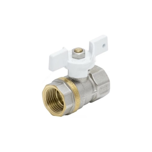 Шаровой кран Aquasfera латунь, никель, полнопроходной, бабочка, Standard Ду20 Ру30 м/м 1102-02 107-5143