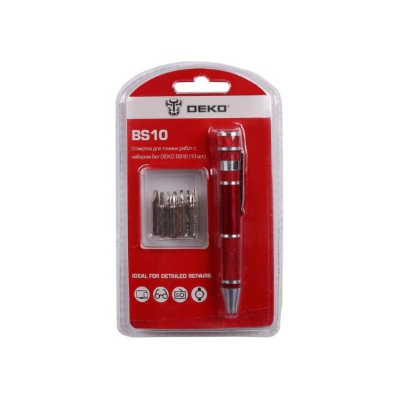 Отвертка для точных работ с набором бит DEKO BS10 065-0696 Отвертка для точных работ с набором бит DEKO BS10 065-0696