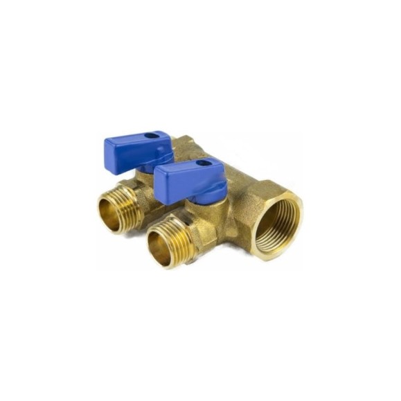 Коллектор Aquasfera латунь, шаровой кран, синий, 3/4", 3 выхода, 1/2", 35 мм 9025-02 027-8991