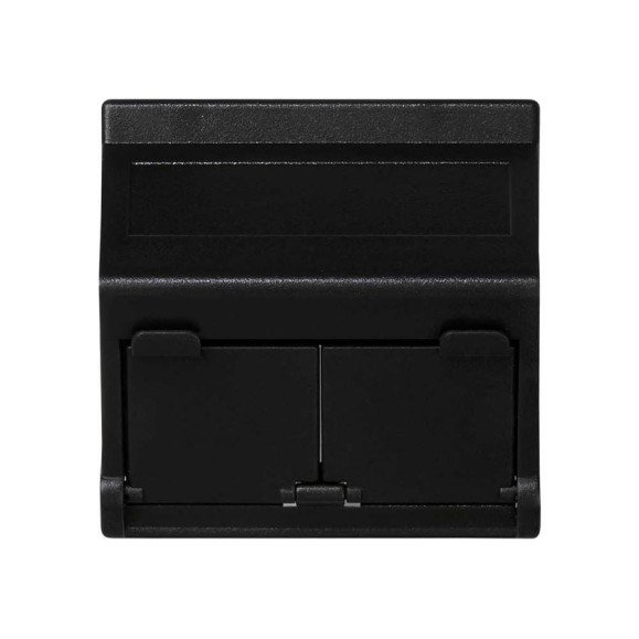 Наклонный адаптер Simon, на 2 RJ45 коннектора, защитные шторки, MD67, К45, графит KB80-14