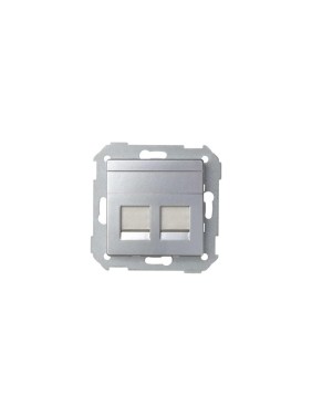 Адаптер Simon со шторками на 2 коннектора UTP RJ45, FTP RJ45, RJ12, AMP, S82, S82N алюминий 82006-33