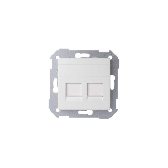 Адаптер Simon со шторками на 2 коннектора UTP RJ45, FTP RJ45, RJ12, AMP, S82, S82N белый 82006-30