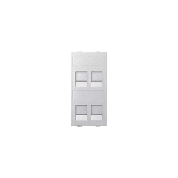 Адаптер Simon на 4хRJ45 коннектора, S-модуль, с защитными шторками, алюминий S76C-8