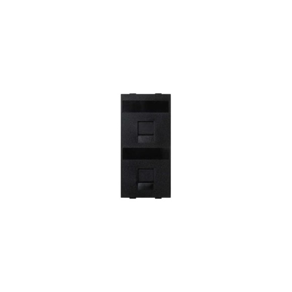 Адаптер Simon на 2хRJ45 коннектора, S-модуль, с защитными шторками, графит S76B-14