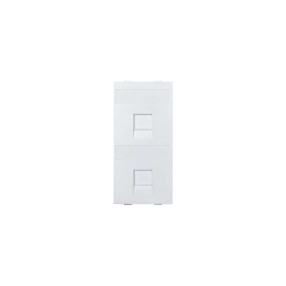 Адаптер Simon на 2хRJ45 коннектора, S-модуль, с защитными шторками, белый S76B-9