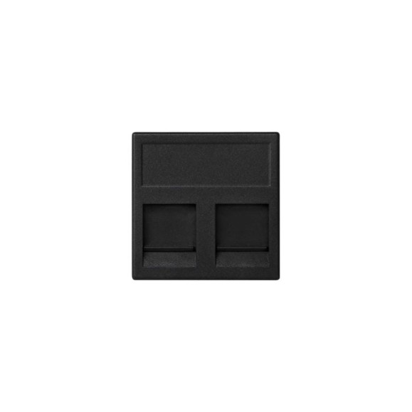 Адаптер Simon на 2хRJ45 коннектора, К45, с защитными шторками, графит KB76-14