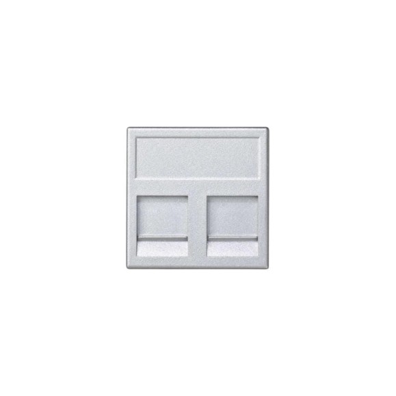Адаптер Simon на 2хRJ45 коннектора, К45, с защитными шторками, алюминий KB76-8