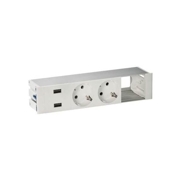 Врезной розеточный блок с крышкой Simon, ввод щетка, 2x2PE, 2xUSB устройства,1 модуль, алюминий, S400 44422000-133 Врезной розеточный блок с крышкой Simon, ввод щетка, 2x2PE, 2xUSB устройства,1 модуль, алюминий, S400 44422000-133