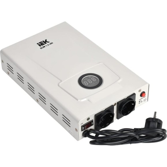 Однофазный стабилизатор напряжения IEK, настенный 1,5кВА SLIM IVS22-1-D15-09 Однофазный стабилизатор напряжения IEK, настенный 1,5кВА SLIM IVS22-1-D15-09