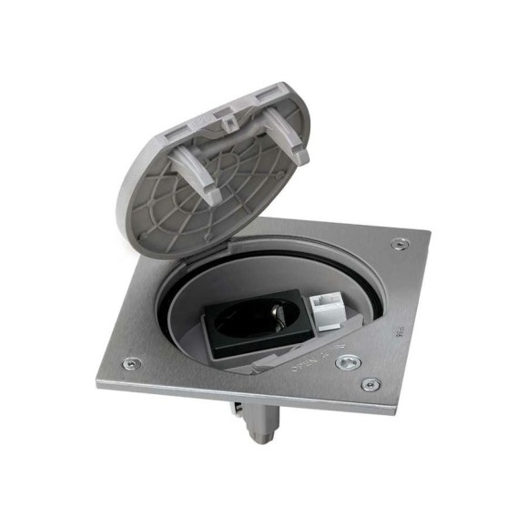 Влагостойкая основа с розеткой Simon, IP66 2PE Schuko К45 RJ45 5e UTP с замком, сталь KSE15USEC-23-72 Влагостойкая основа с розеткой Simon, IP66 2PE Schuko К45 RJ45 5e UTP с замком, сталь KSE15USEC-23-72